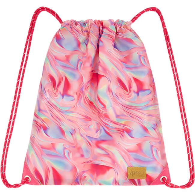 Girls Marble Print Cinched Top Drawstring Bag, Multicolors