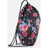 Girls Roses Print Cinched Top Drawstring Bag, Black - Bags - 3