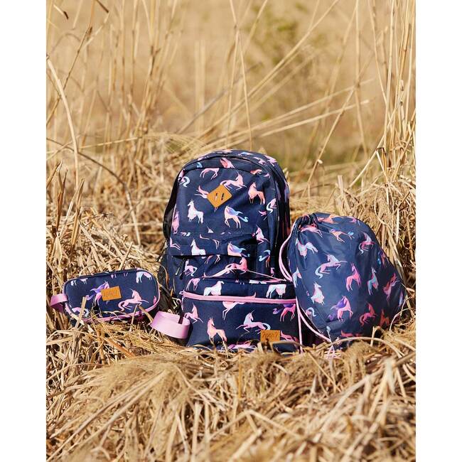 Girls Unicorn Print Backpack 25L, Navy - Backpacks - 2