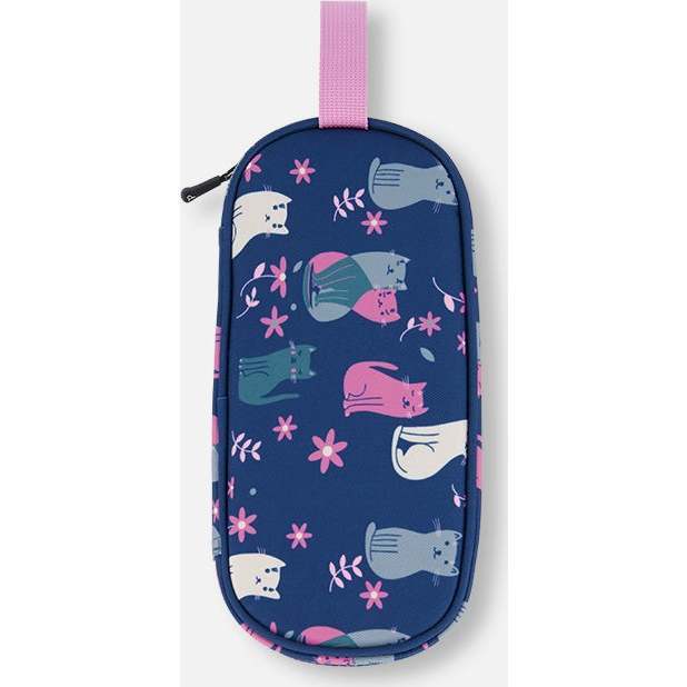 Kitten Print Pencil Case, Navy Blue - School Supplies - 4