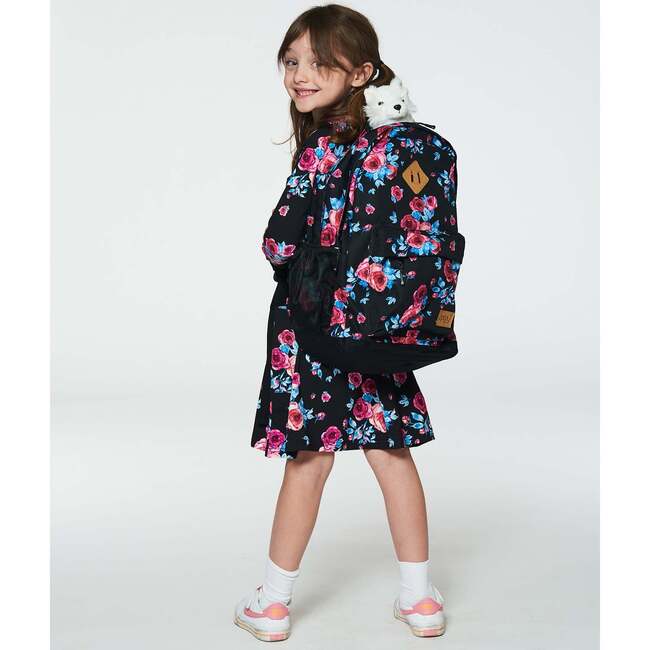 Girls Roses Print Backpack 25L, Black - Backpacks - 3