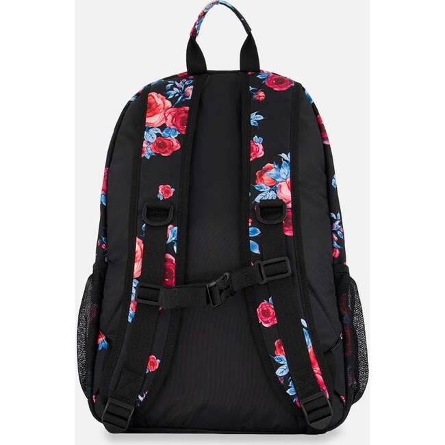 Girls Roses Print Backpack 25L, Black - Backpacks - 4