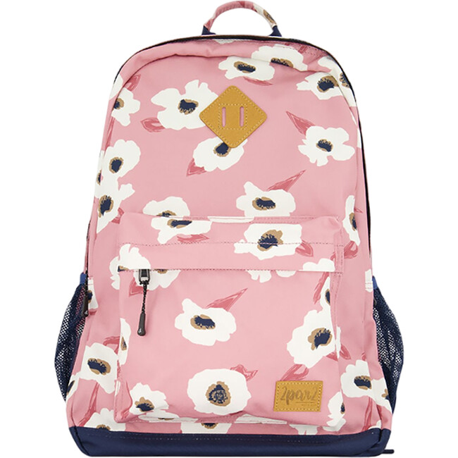 Girls Flowers Print Backpack 18L, Pink & Off-White