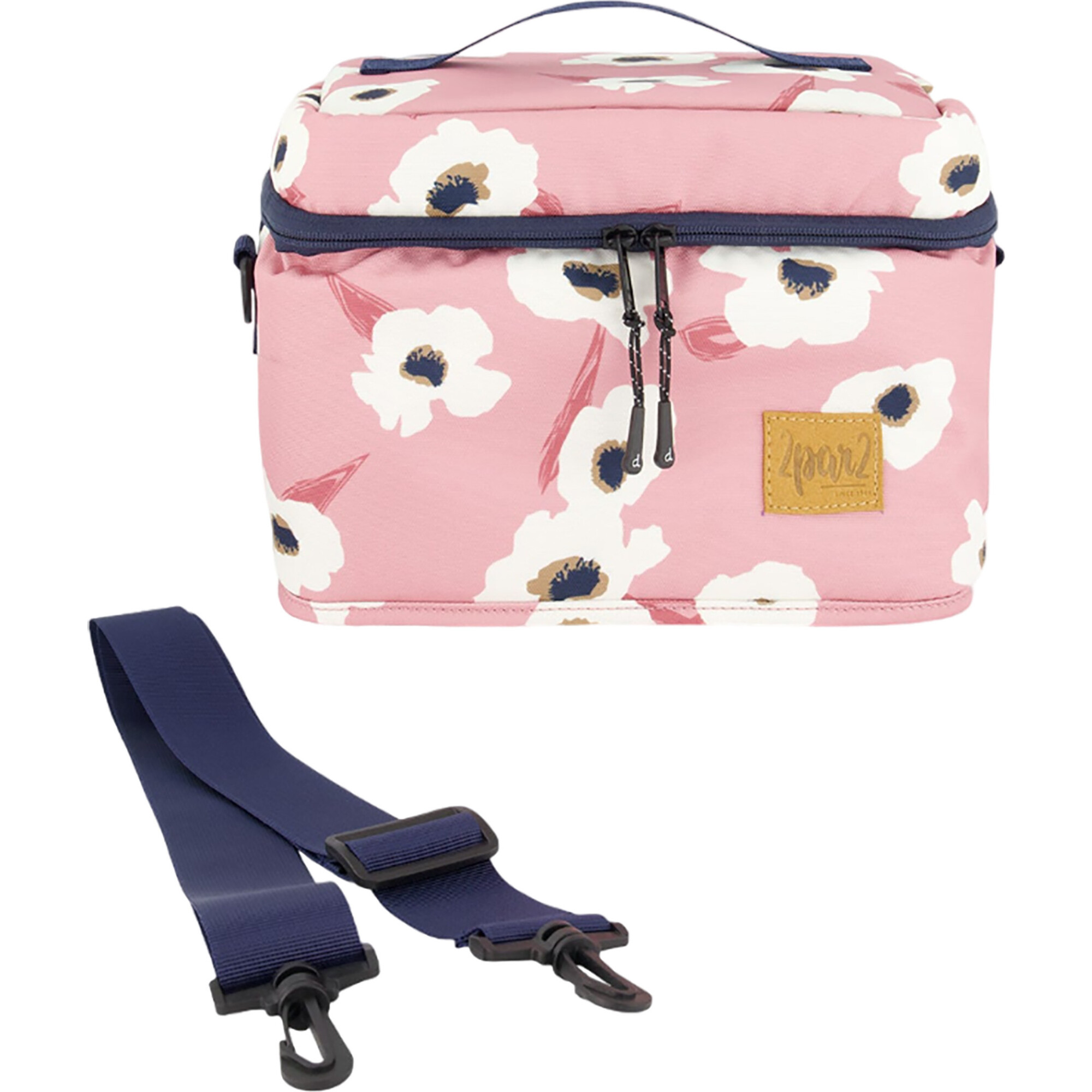 Flowers Print Lunch Box, Pink & Off-White - Lunchbags - 1