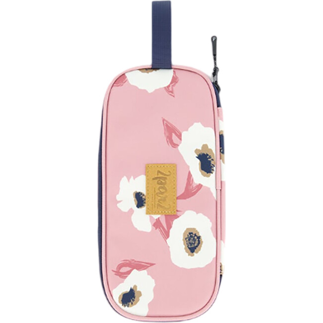 Flowers Print Pencil Case, Pink & Off-White