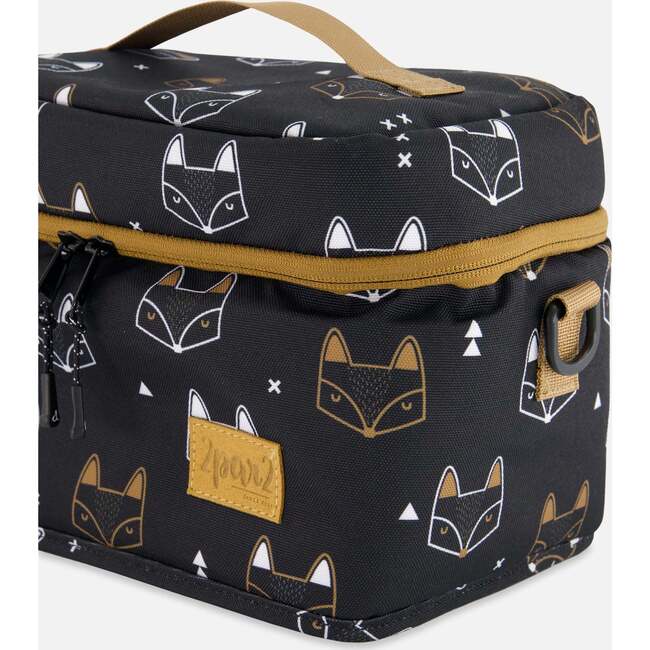 Fox Print Detachable Shoulder Strap Lunch Box, Black - Lunchbags - 3