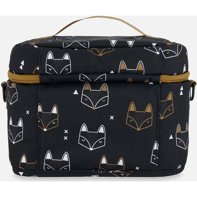 Fox Print Detachable Shoulder Strap Lunch Box, Black - Lunchbags - 4
