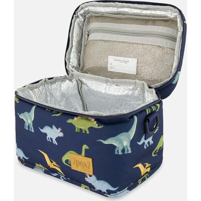 Dinosaurs Print Detachable Shoulder Strap Lunch Box, Navy Blue - Lunchbags - 5