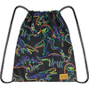 Boys Neon Dino Print Cinched Top Drawstring Bag, Black - Bags - 1 - thumbnail