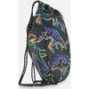 Boys Neon Dino Print Cinched Top Drawstring Bag, Black - Bags - 3