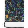 Boys Neon Dino Print Cinched Top Drawstring Bag, Black - Bags - 4