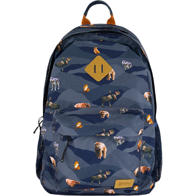 Boys Moutains Animals Print Backpack 18L, Navy