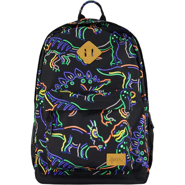Boys Neon Dino Print Backpack 18L, Black