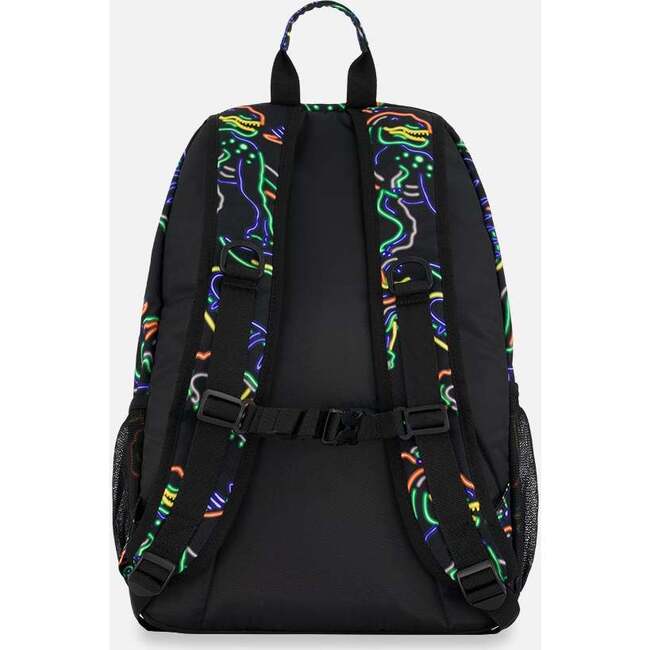Boys Neon Dino Print Backpack 25L, Black - Backpacks - 3