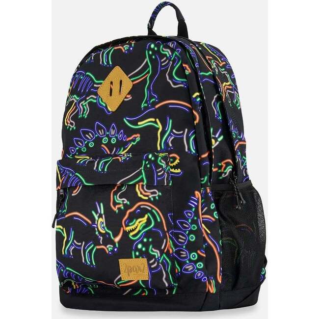 Boys Neon Dino Print Backpack 25L, Black - Backpacks - 5