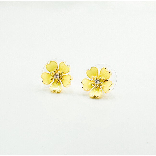 Flower Stud Earrings, Yellow