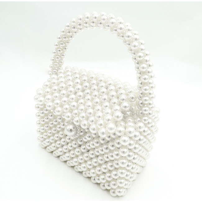 Pearl Detail Handbag, Ivory - Bags - 4