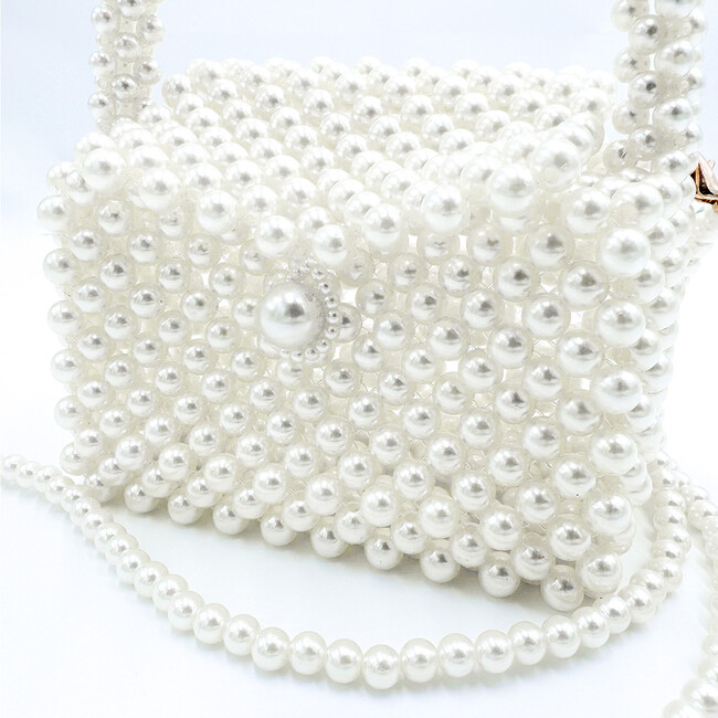 Pearl Detail Handbag, Ivory - Bags - 5