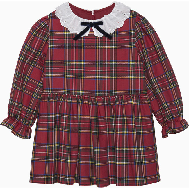 Little Tabitha Tartan Willow Collar Drop Waist Dress, Red