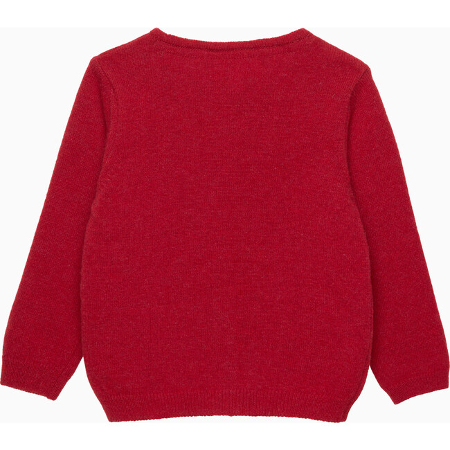 Little Velvet Bow Closure Cardigan, Crimson - Cardigans - 2