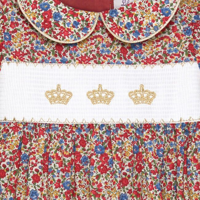 Little Liberty Emma Print Peter Pan Collar Smocked Crown Dress, Emma & Georgina - Dresses - 3