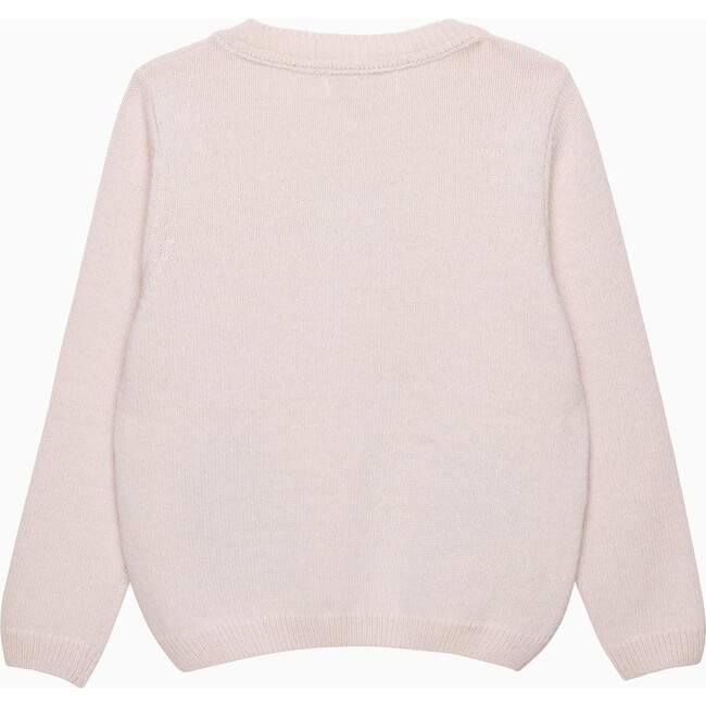 Olivia Owl Intarsia Ribbed Edge Cardigan, Pale Pink - Cardigans - 2
