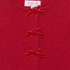 Little Velvet Bow Closure Cardigan, Crimson - Cardigans - 3