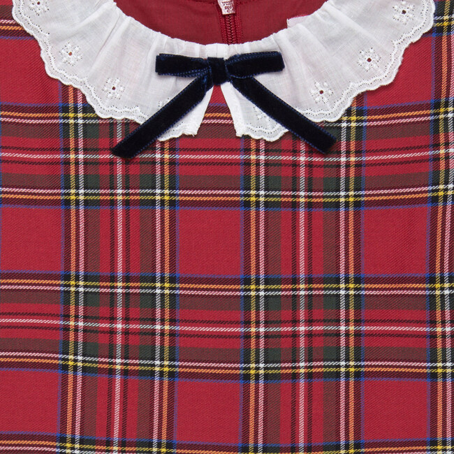 Little Tabitha Tartan Willow Collar Drop Waist Dress, Red - Dresses - 3