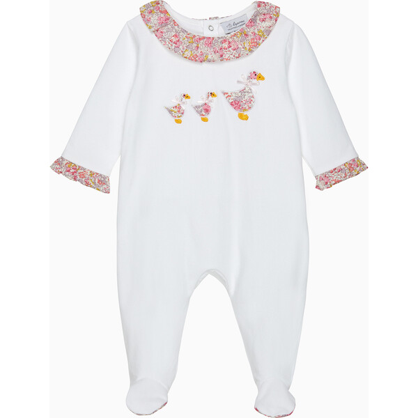 Little Liberty Claire Floral Print Applique Duck One-Piece, White ...