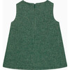 Little Georgina Bow Pinafore Dress, Green Herringbone - Dresses - 2