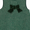 Little Georgina Bow Pinafore Dress, Green Herringbone - Dresses - 3