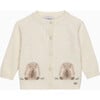 Little Bunny Intarsia Button Down Cardigan, Winter White - Cardigans - 1 - thumbnail