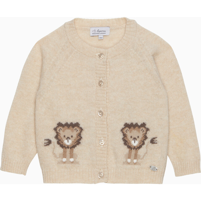 Little Augustus Lion Button Down Cardigan, Oatmeal