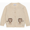 Little Augustus Lion Button Down Cardigan, Oatmeal - Cardigans - 1 - thumbnail