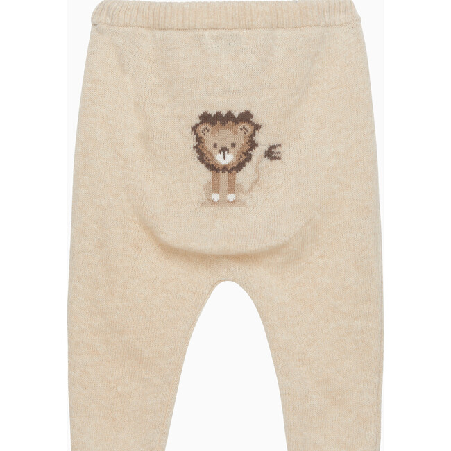 Little Augustus Lion Intarsia Leggings, Oatmeal