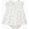 Little Bunny & Friends Print Peter Pan Collar Smocked Dress, White - Dresses - 2