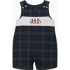 Little Archie Marching Band Tartan Smocked Button Down Romper, Navy - Rompers - 1 - thumbnail