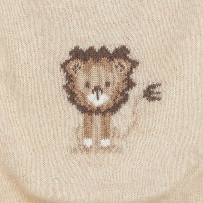 Little Augustus Lion Intarsia Leggings, Oatmeal - Leggings - 3