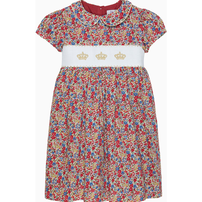 Liberty Emma Print Peter Pan Collar Smocked Crown Dress, Emma & Georgina