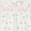 Little Bunny & Friends Print Peter Pan Collar Smocked Dress, White - Dresses - 3