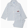 Henry Car Striped Button Down Elastic Waist Pajama, Pale Blue - Pajamas - 1 - thumbnail