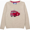 Fire Engine Intarsia Jumper Sweater, Oatmeal - Sweaters - 1 - thumbnail