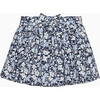 Annie Cord Floral Print Elasticated Waist Skirt, Navy - Skirts - 1 - thumbnail