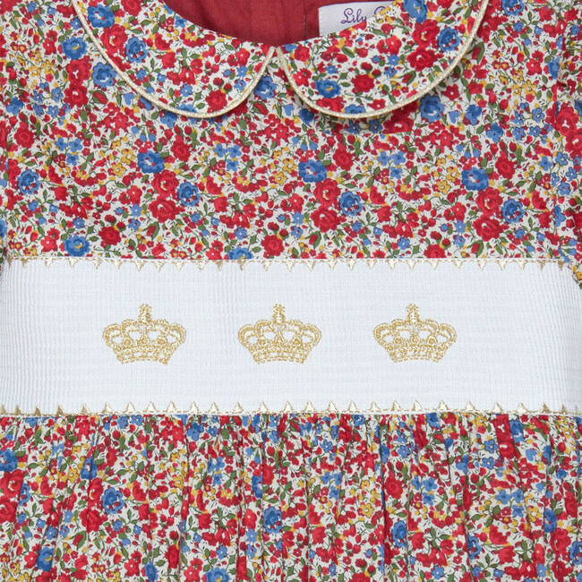 Liberty Emma Print Peter Pan Collar Smocked Crown Dress, Emma & Georgina - Dresses - 3