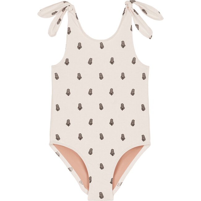 Roberta One-Piece Round Neck Swimsuit, Off-White Lavender