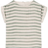 Praslin Short Sleeve Blouse, Green Stripes - Blouses - 3