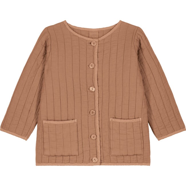 Mahé Wooden Buttons Quilted Jacket, Praline