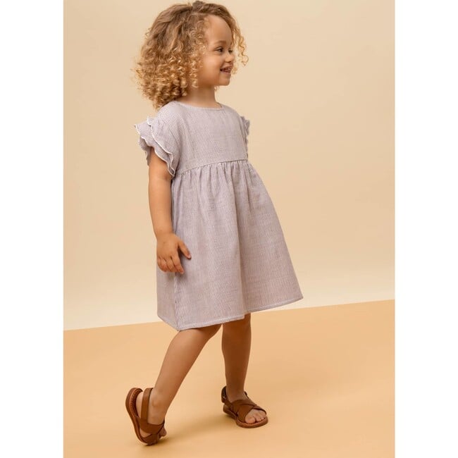 Cousine Ruffle Sleeve Dress, Violet Stripes - Dresses - 3