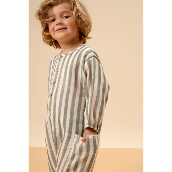 Big Papi long Sleeve Jumpsuit, Green Stripes - Jumpsuits - 2
