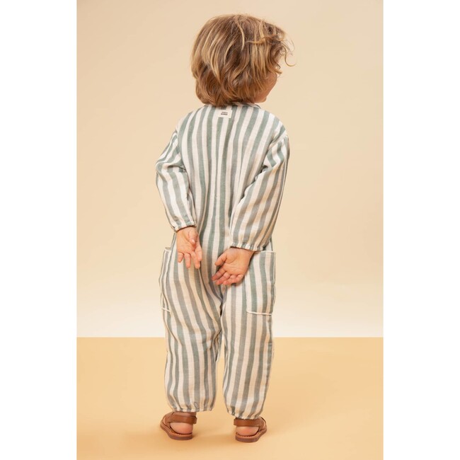 Big Papi long Sleeve Jumpsuit, Green Stripes - Jumpsuits - 3